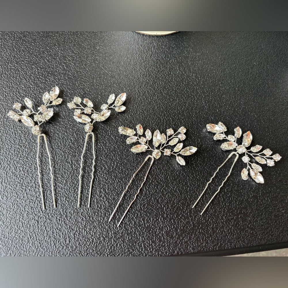 Silver Crystal Hair Accessories - Bridal